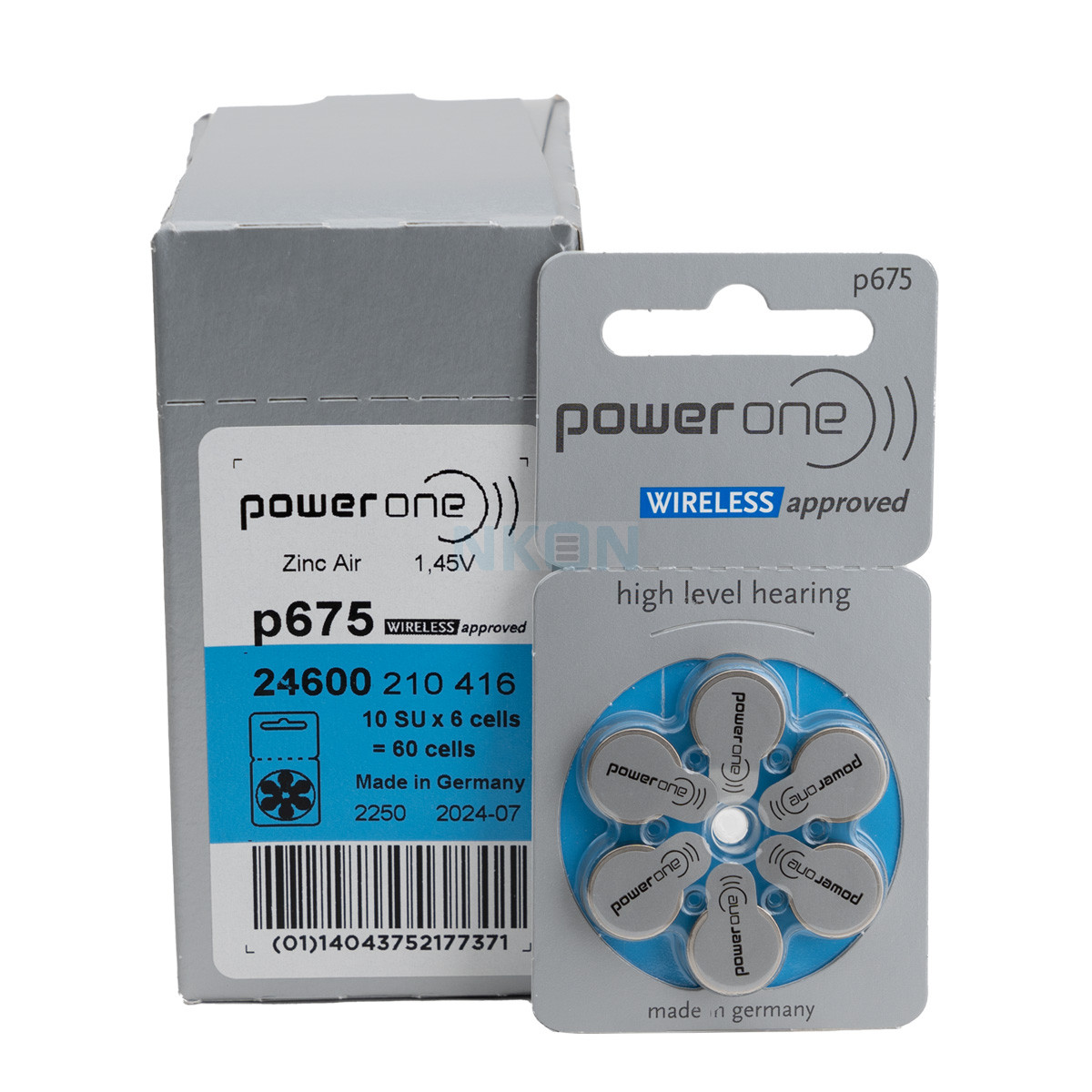 Батарейки Power One для слуховых аппаратов р675 (комплект 6шт)