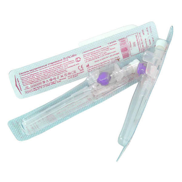 Канюли внутривенные стерильные "SoftCathe" 26G (0,60 х 19 мм. с перфор. крыльями и инъекционным порт